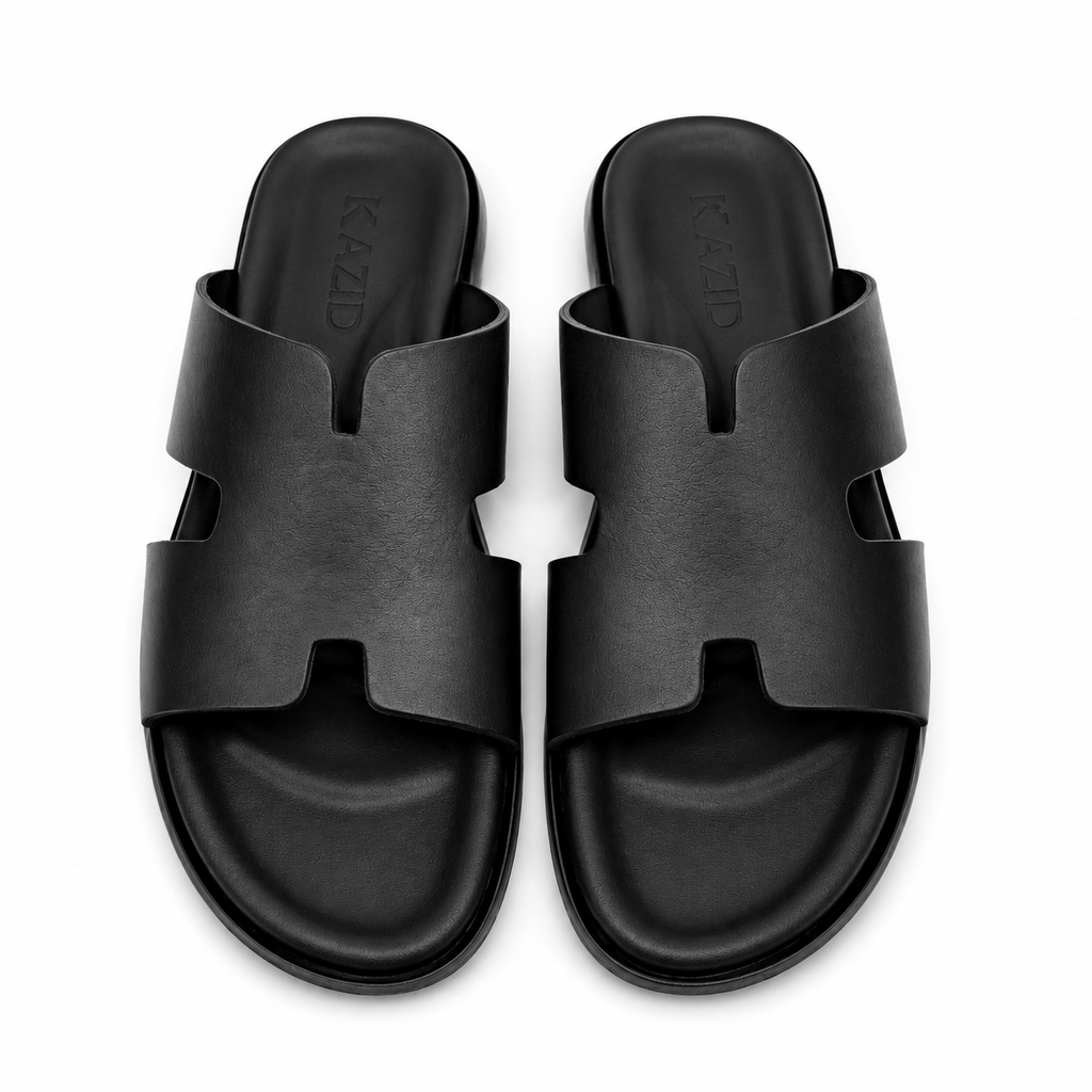 027 sandale confort en cuir homme noir
