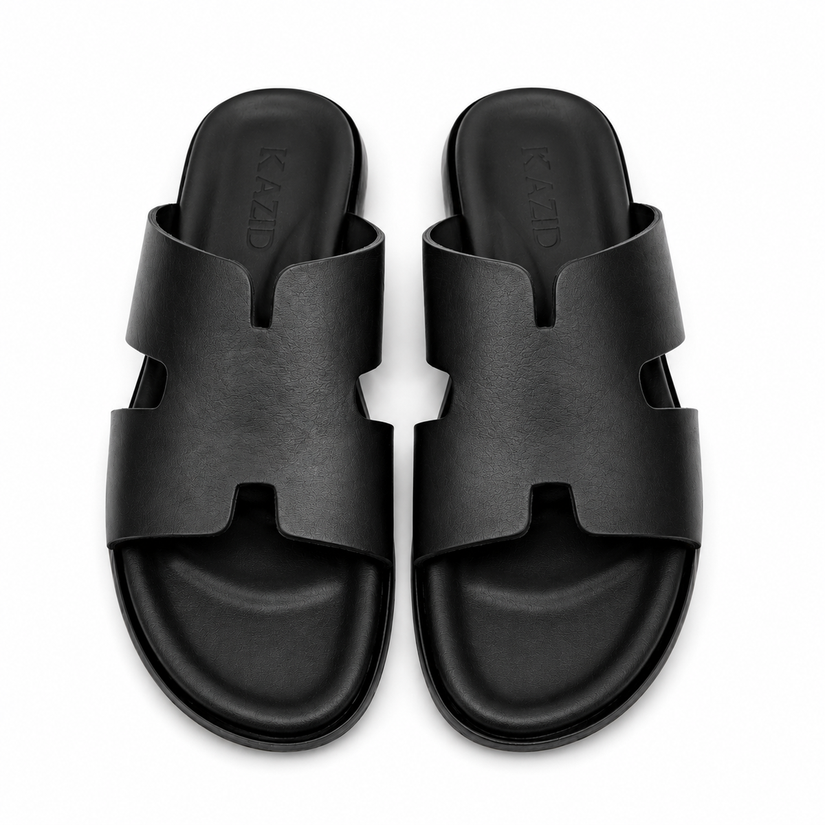 027 sandale confort en cuir homme noir