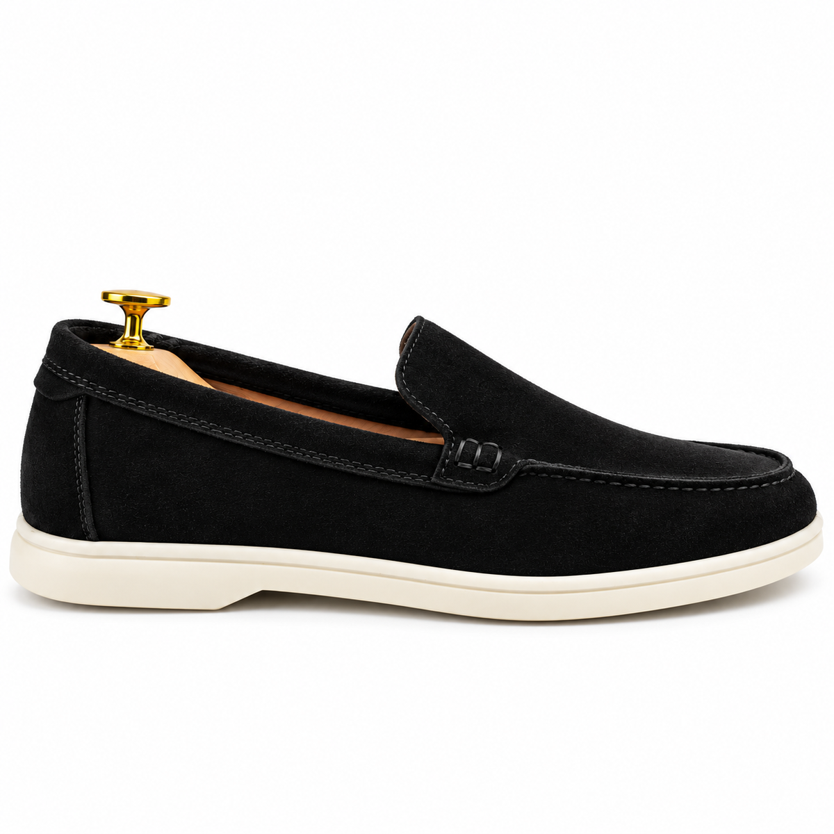 0110 Chaussures Homme Mocassins sports en cuir daim noir
