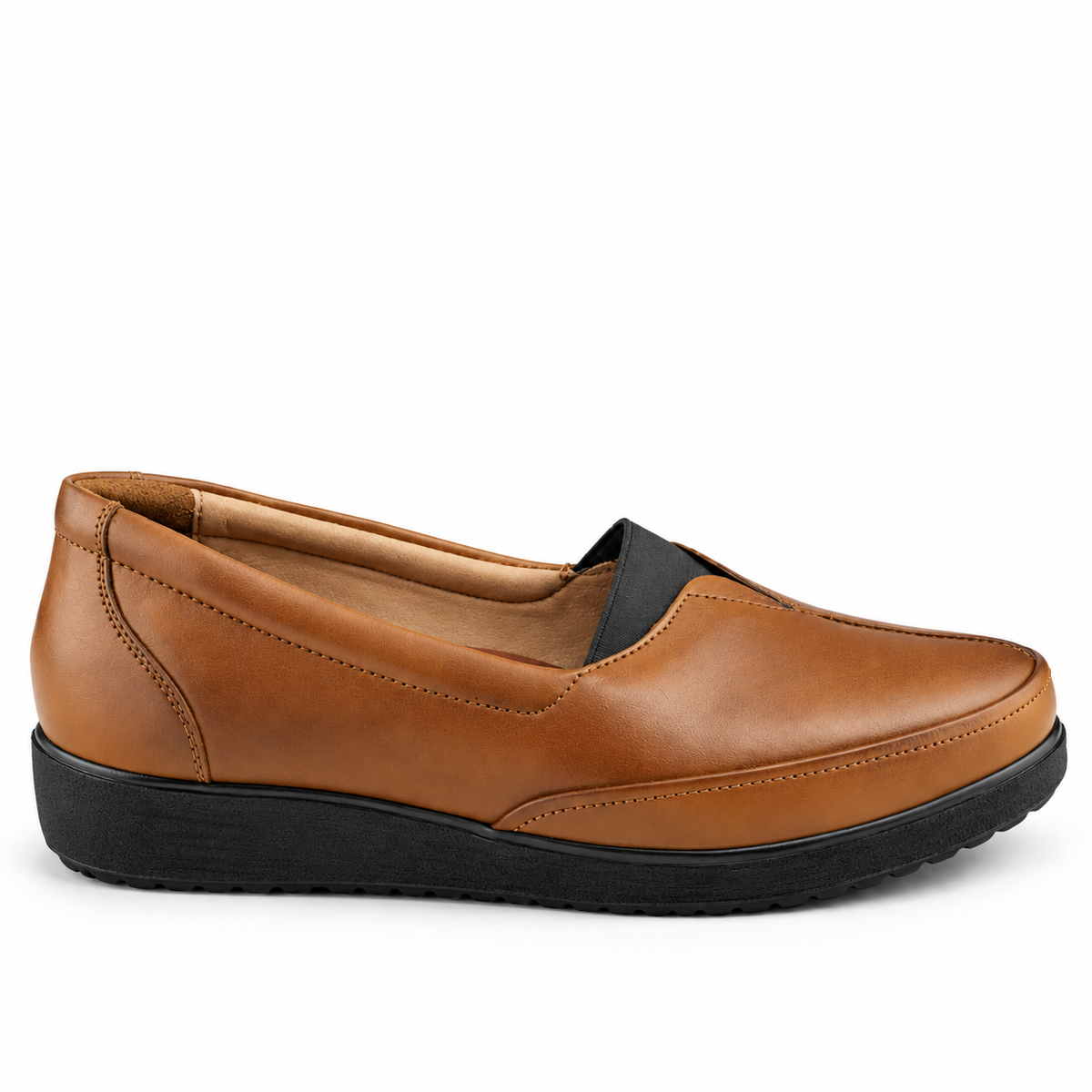 0148 chauusre en cuir marron clair  femme