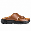 036 sandale confort en cuir homme marron tabac