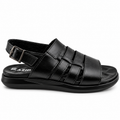 063 sandale confort en cuir homme noir