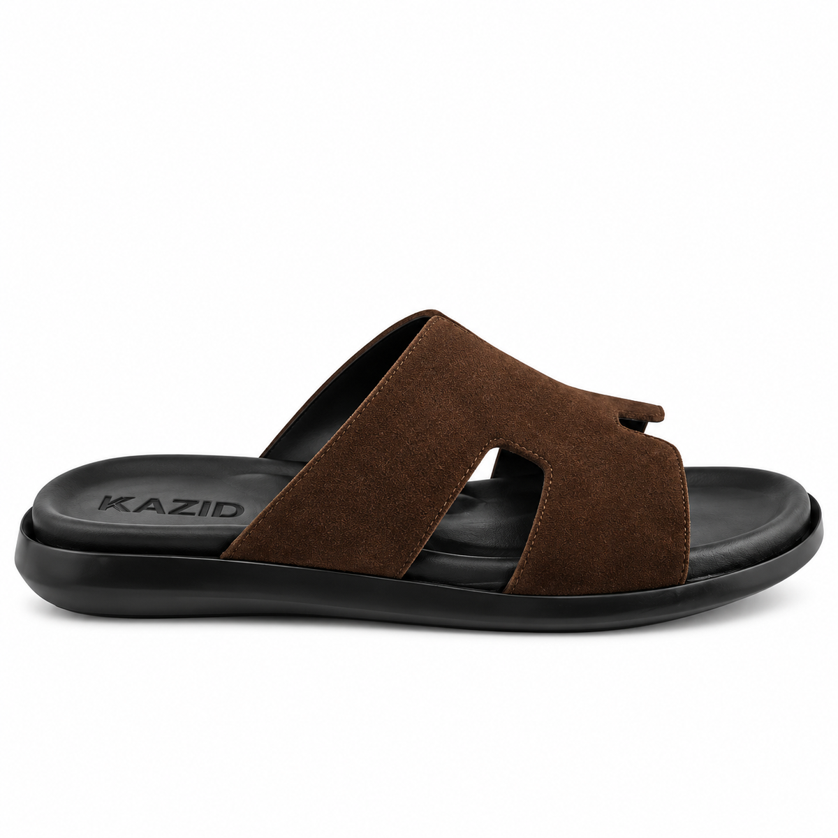 027 sandale confort en cuir homme daim marron