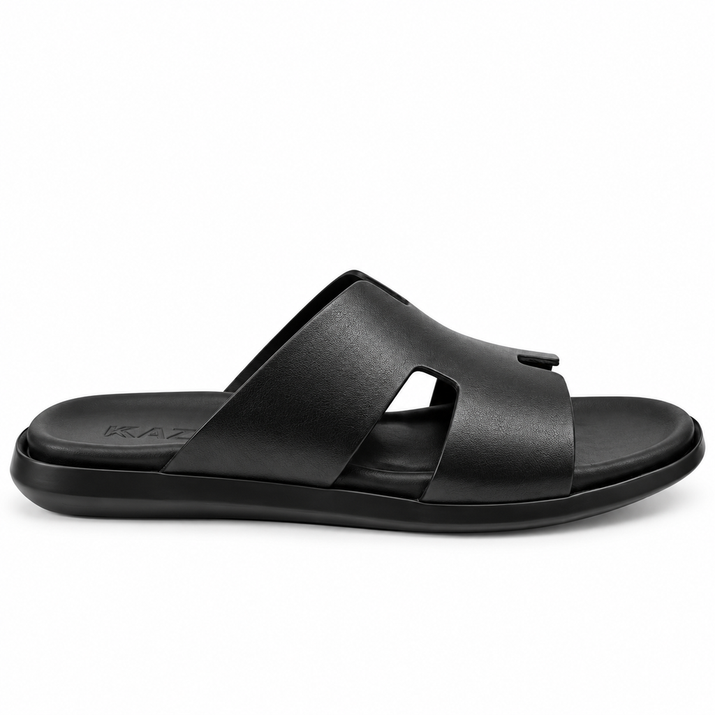 027 sandale confort en cuir homme noir