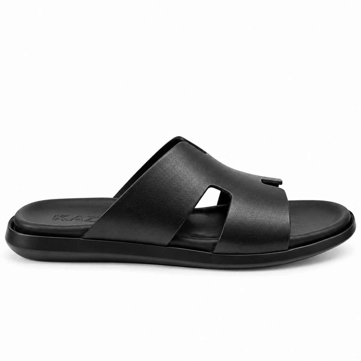 027 sandale confort en cuir homme noir