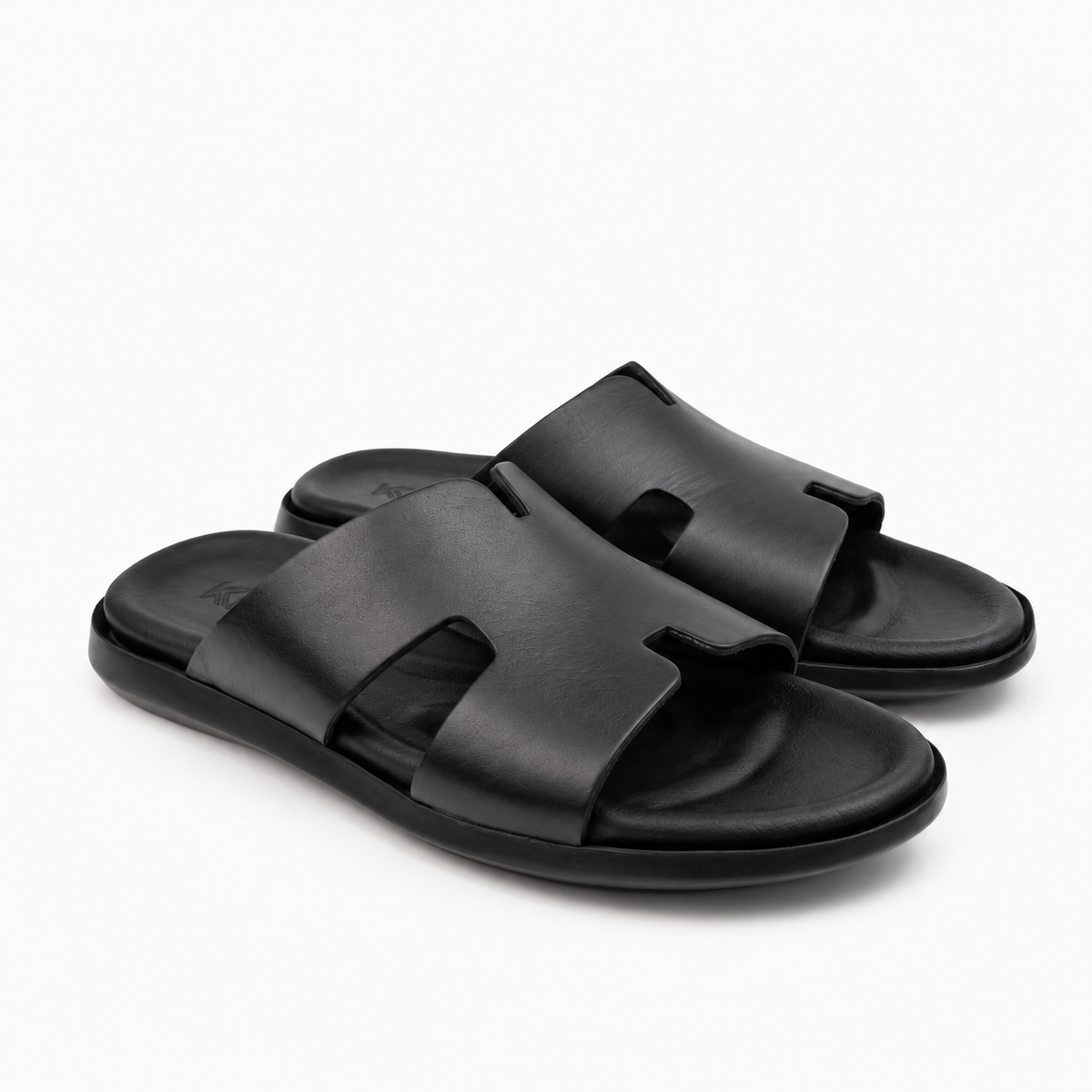 027 sandale confort en cuir homme noir