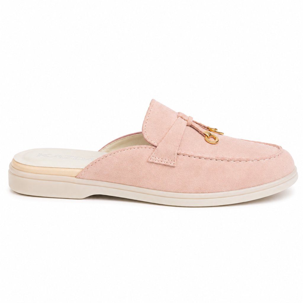 0119 mule Femme en cuir daim rose bebe