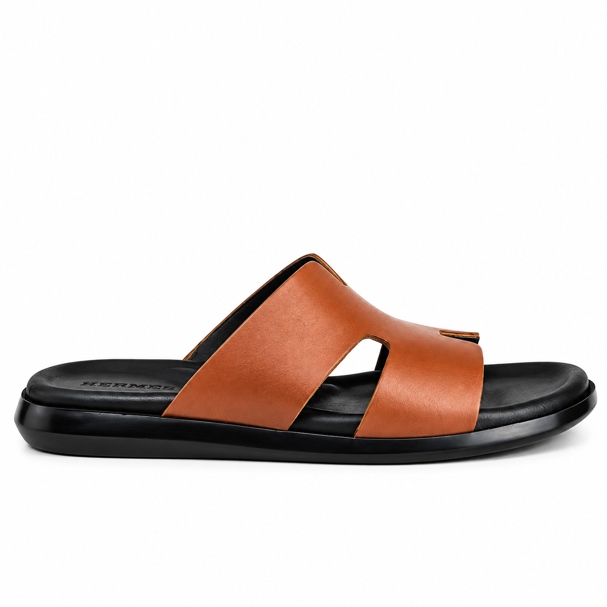 027 sandale confort en cuir homme marron tabac