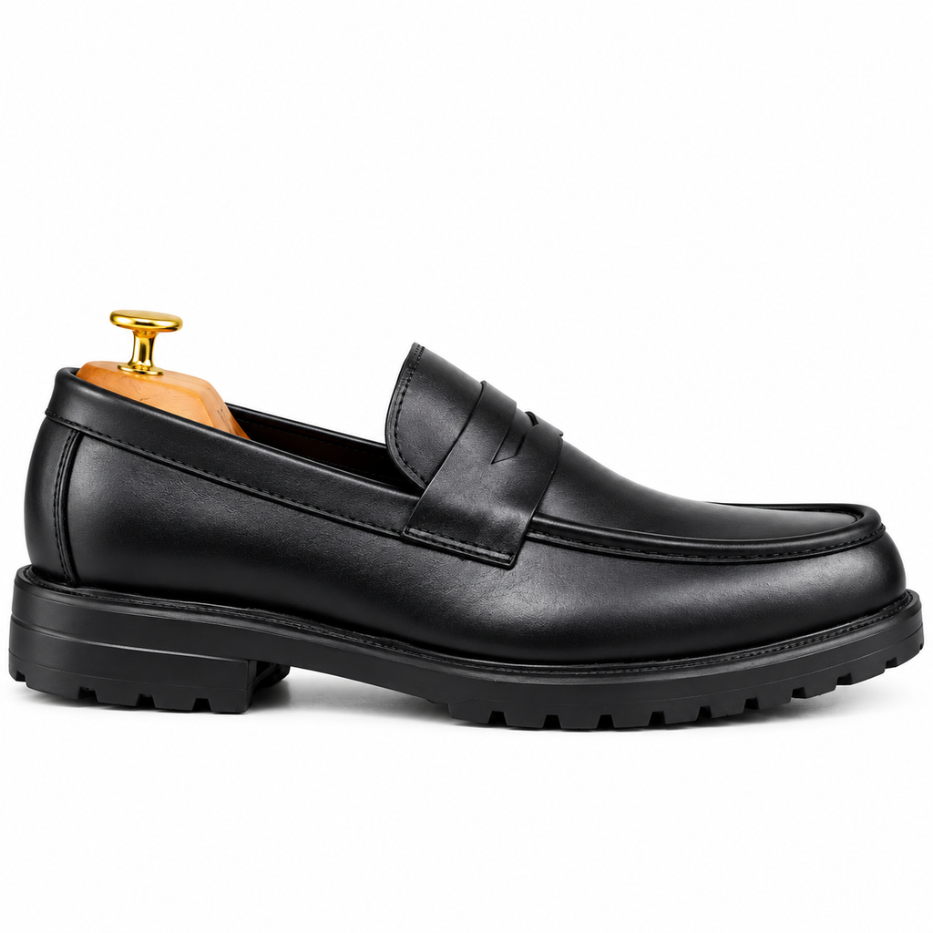 045 Chaussures Homme Mocassins sports en cuir noir