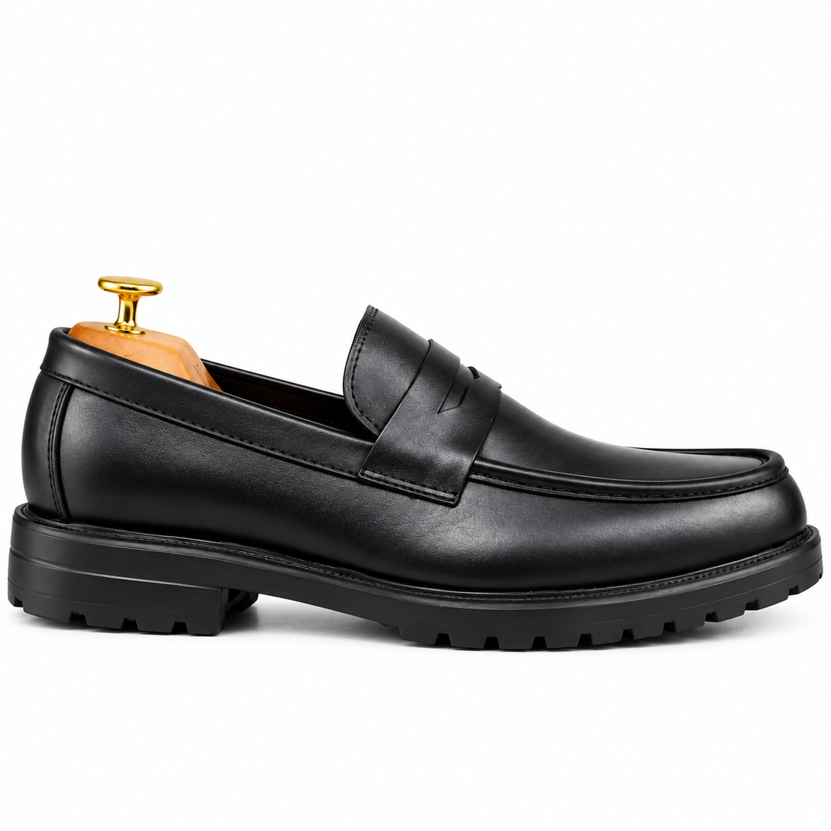 045 Chaussures Homme Mocassins sports en cuir noir