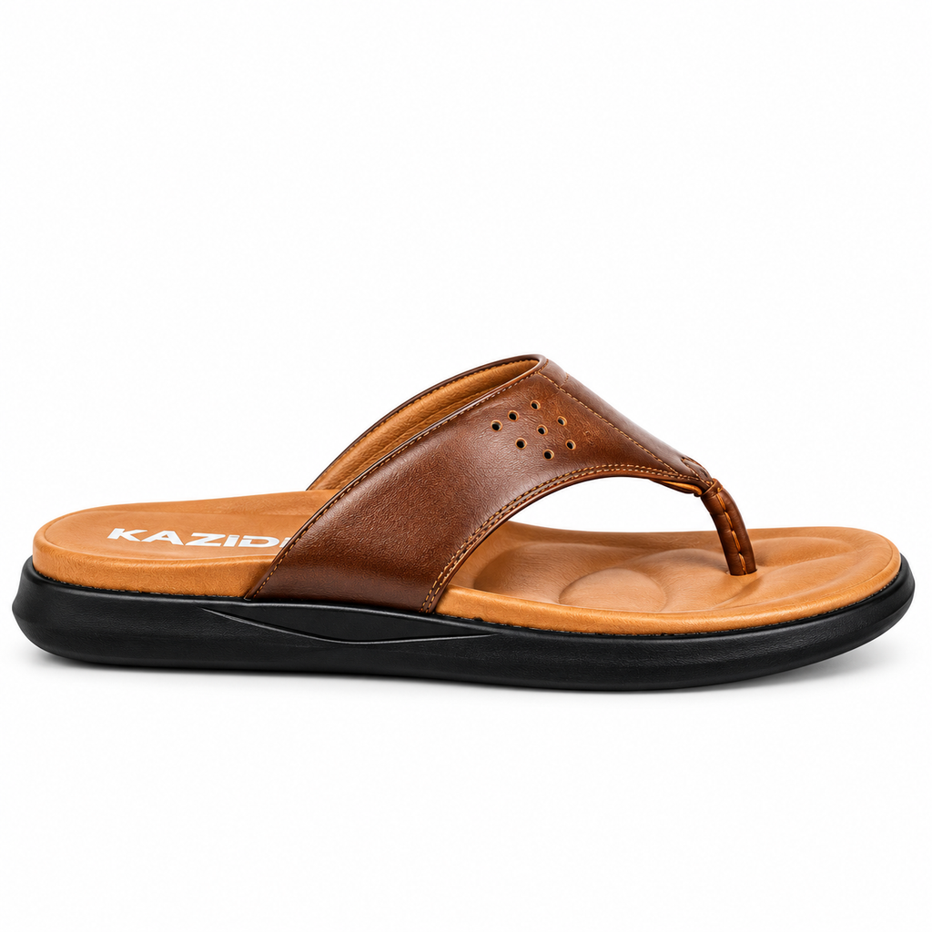 041 sandale confort en cuir homme marron tabac
