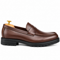 045 Chaussures Homme Mocassins sports en cuir marron