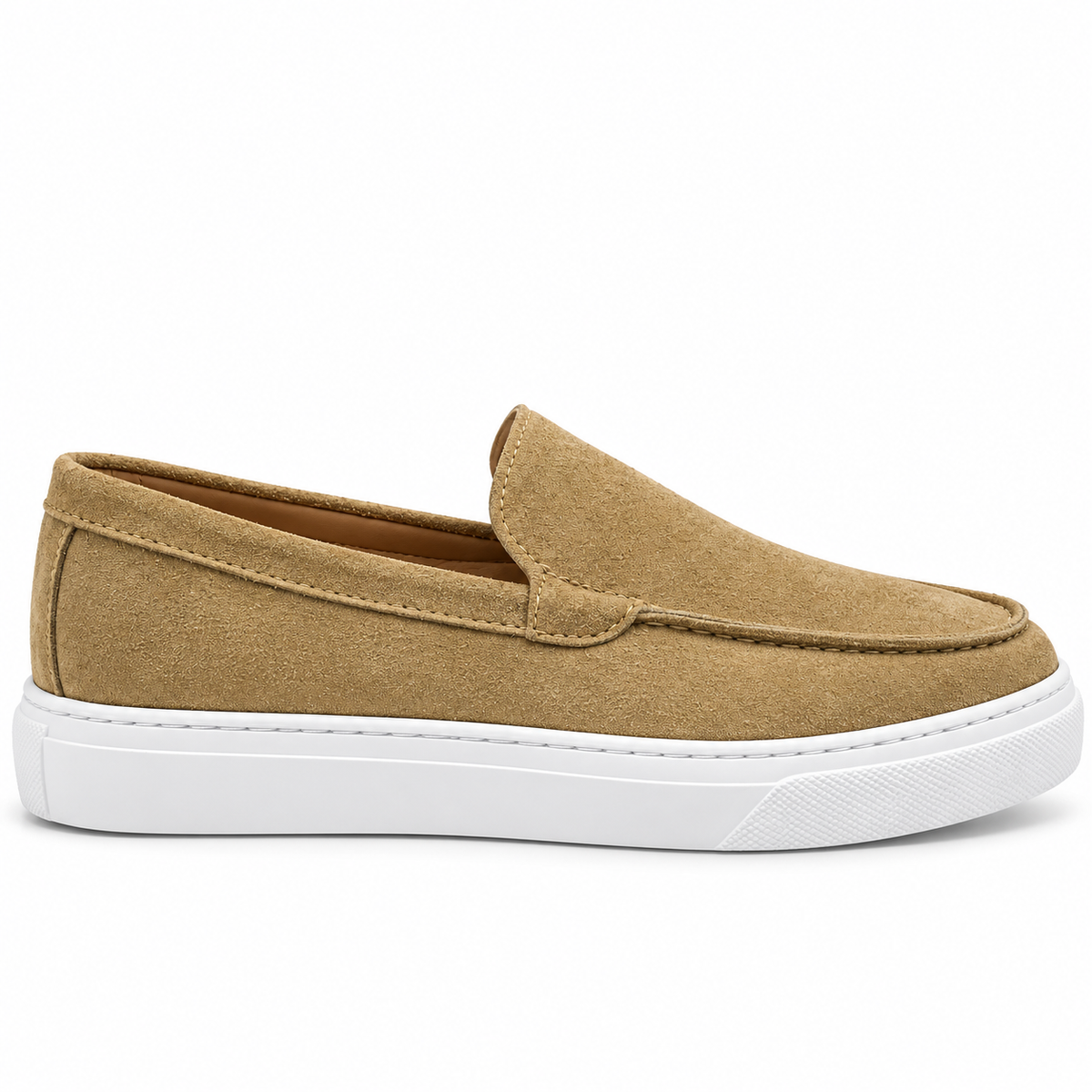 0108 Chaussures Homme Mocassins sports en cuir daim biege