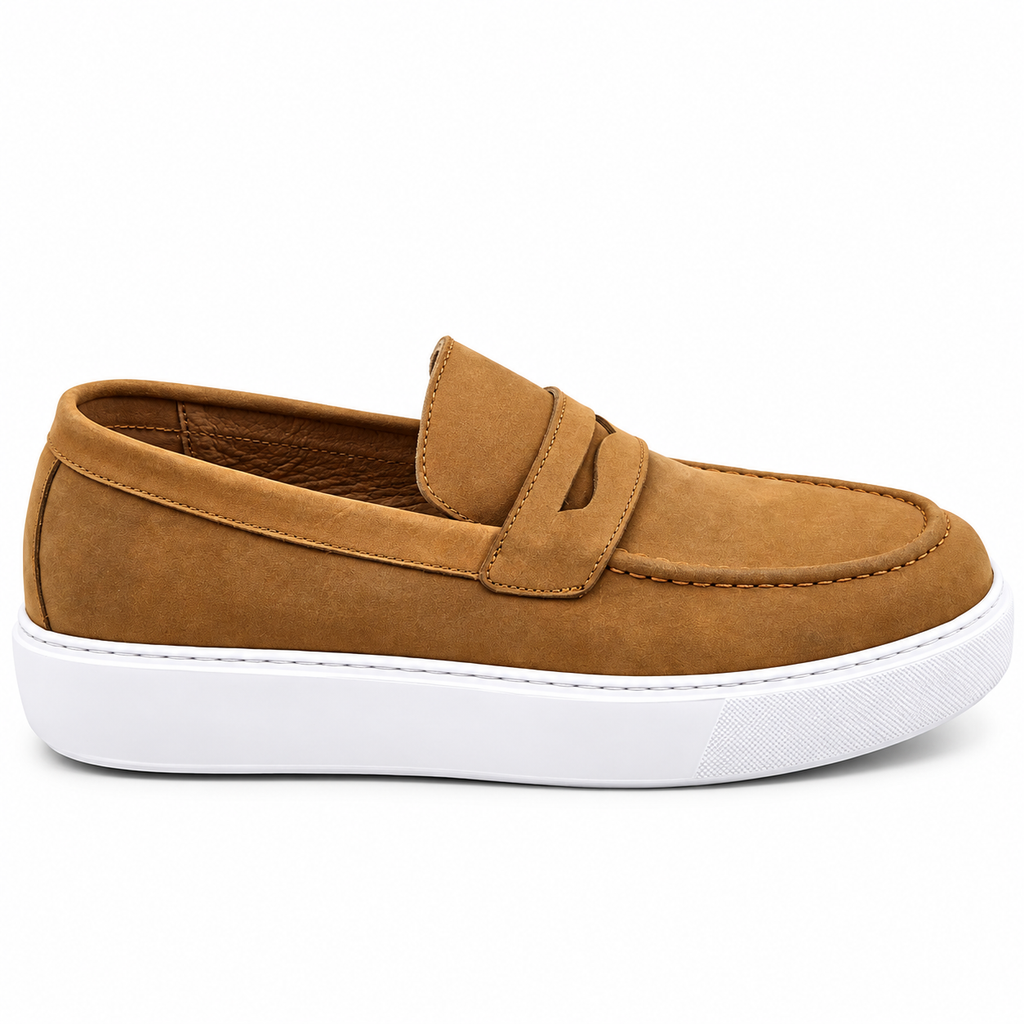 0221 Chaussure Sneaker Homme en cuir  tabac nubuck