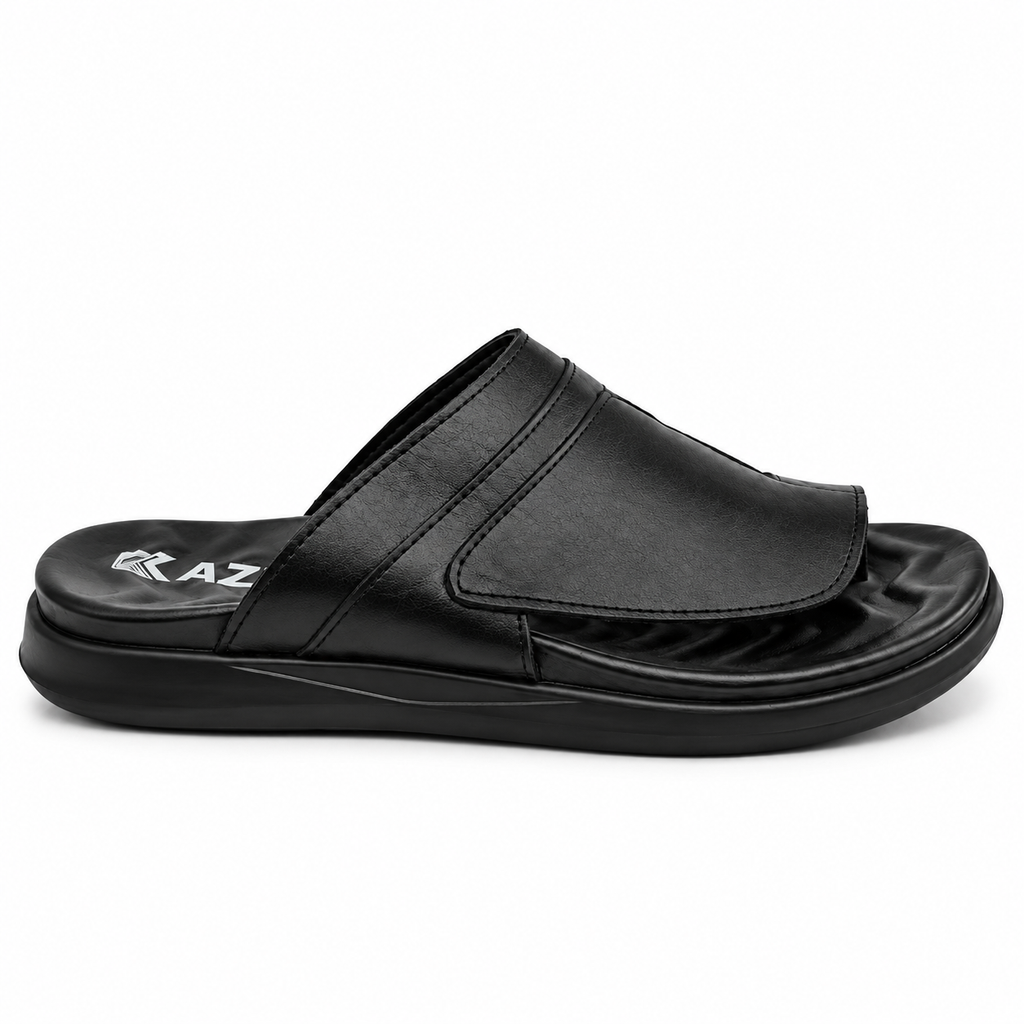 062 sandale confort en cuir homme noir