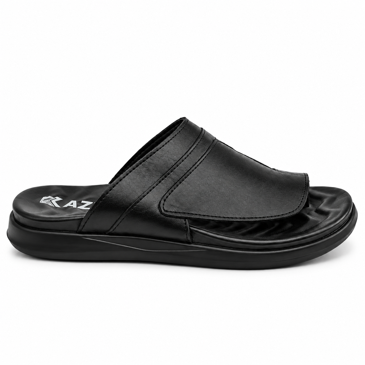 062 sandale confort en cuir homme noir
