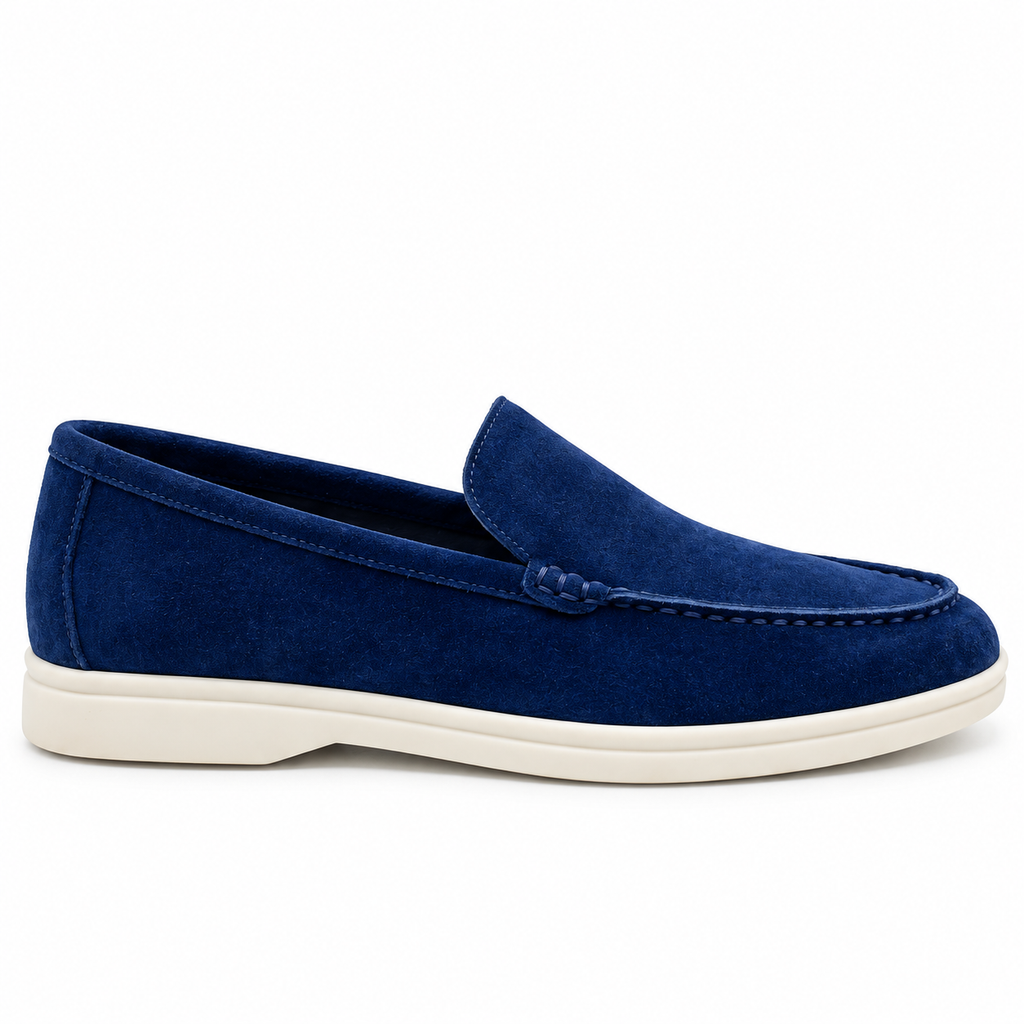 0110 Chaussures Homme Mocassins sports en cuir daim bleu-marin