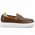 054 chaussure homme confort en cuir marron caramel