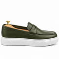 054 chaussure homme confort en cuir kaki