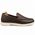 0110c Chaussures Homme Mocassins sports en cuir marron