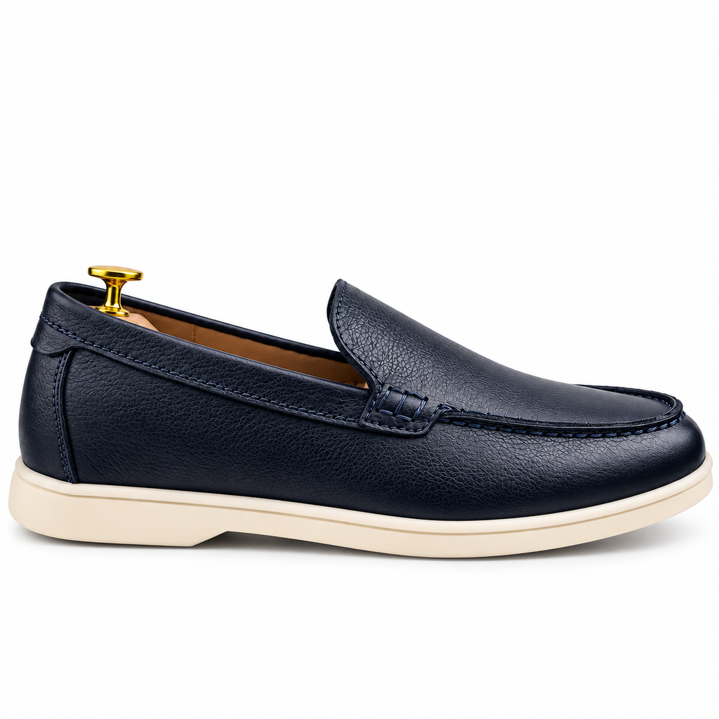 0110c Chaussures Homme Mocassins sports en cuir bleumarin