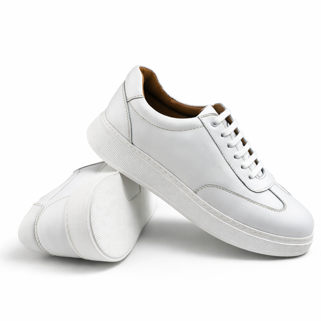 0901 Chaussure Sneaker Homme en cuir blanc