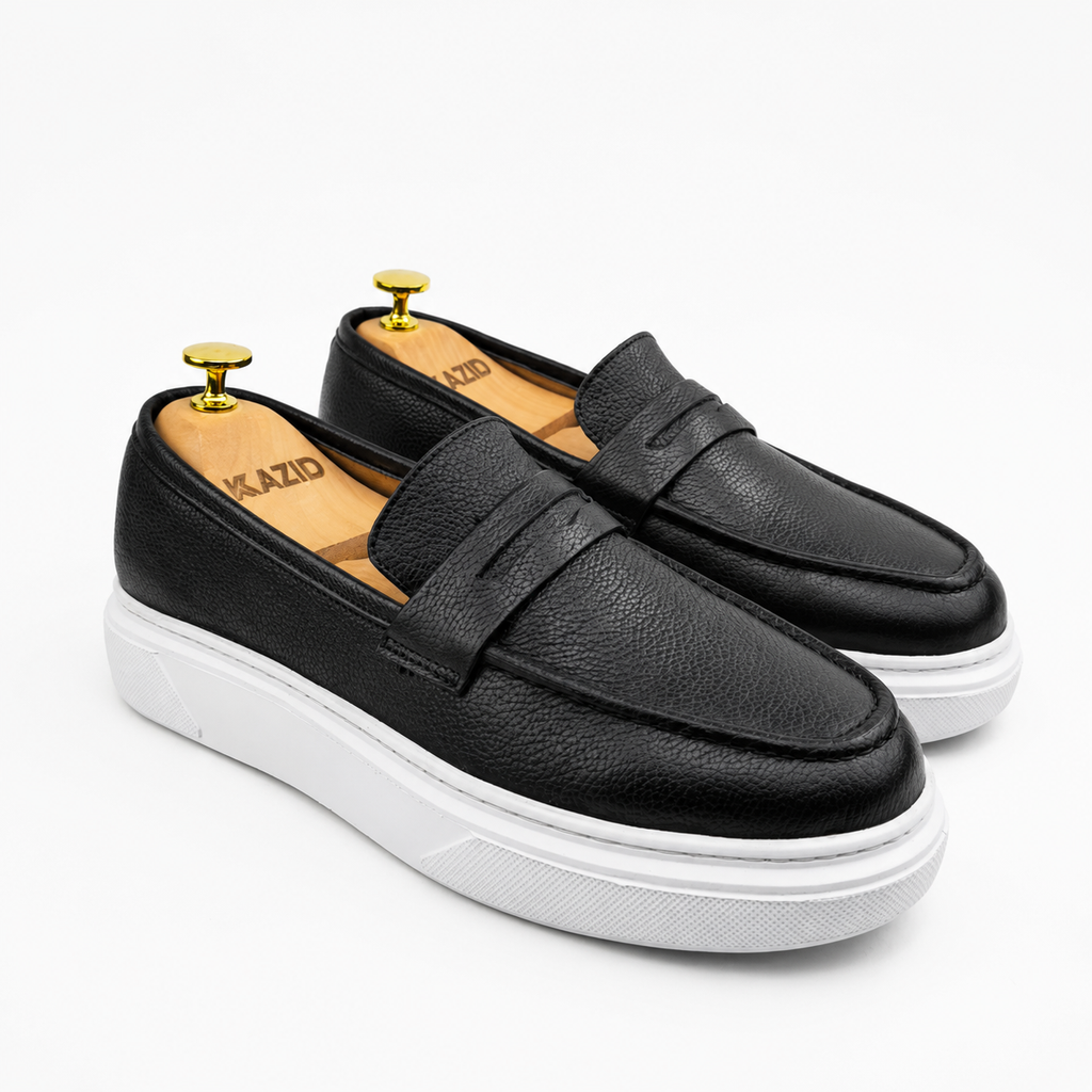 054 chaussure homme confort en cuir noir/bc