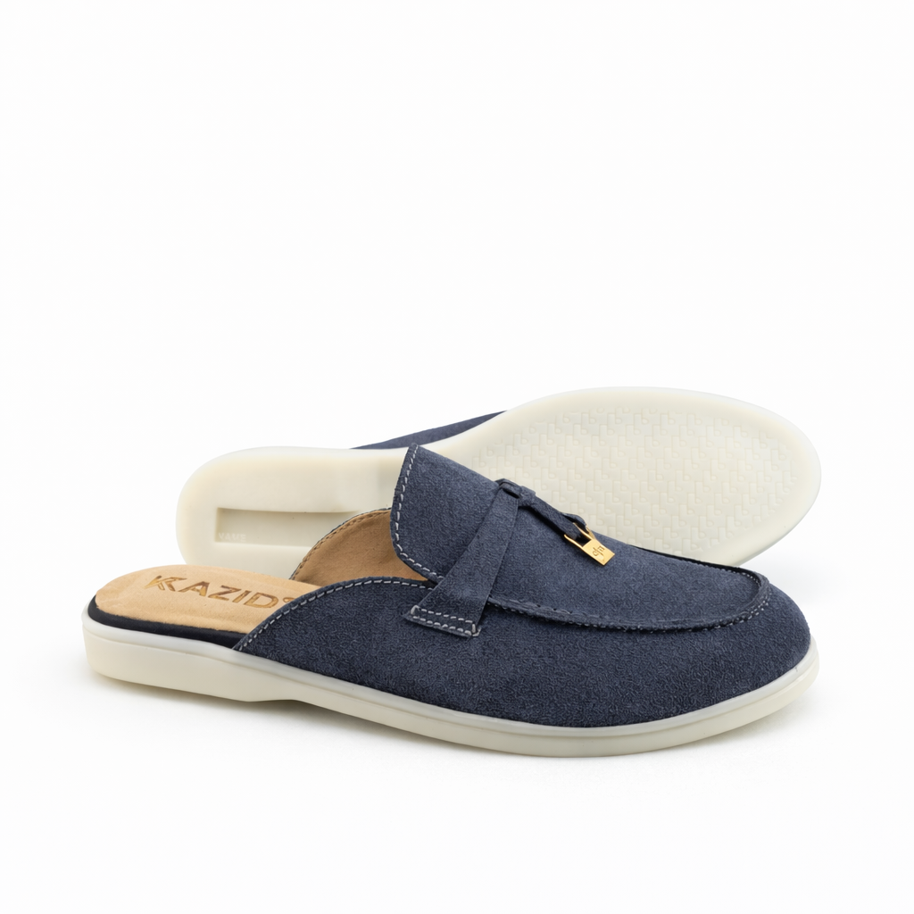 Mule Femme en Cuir Daim Gris 0119 | Lemusc.ma