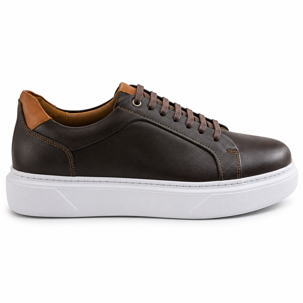 038 Chaussure Sneaker Homme en cuir marron
