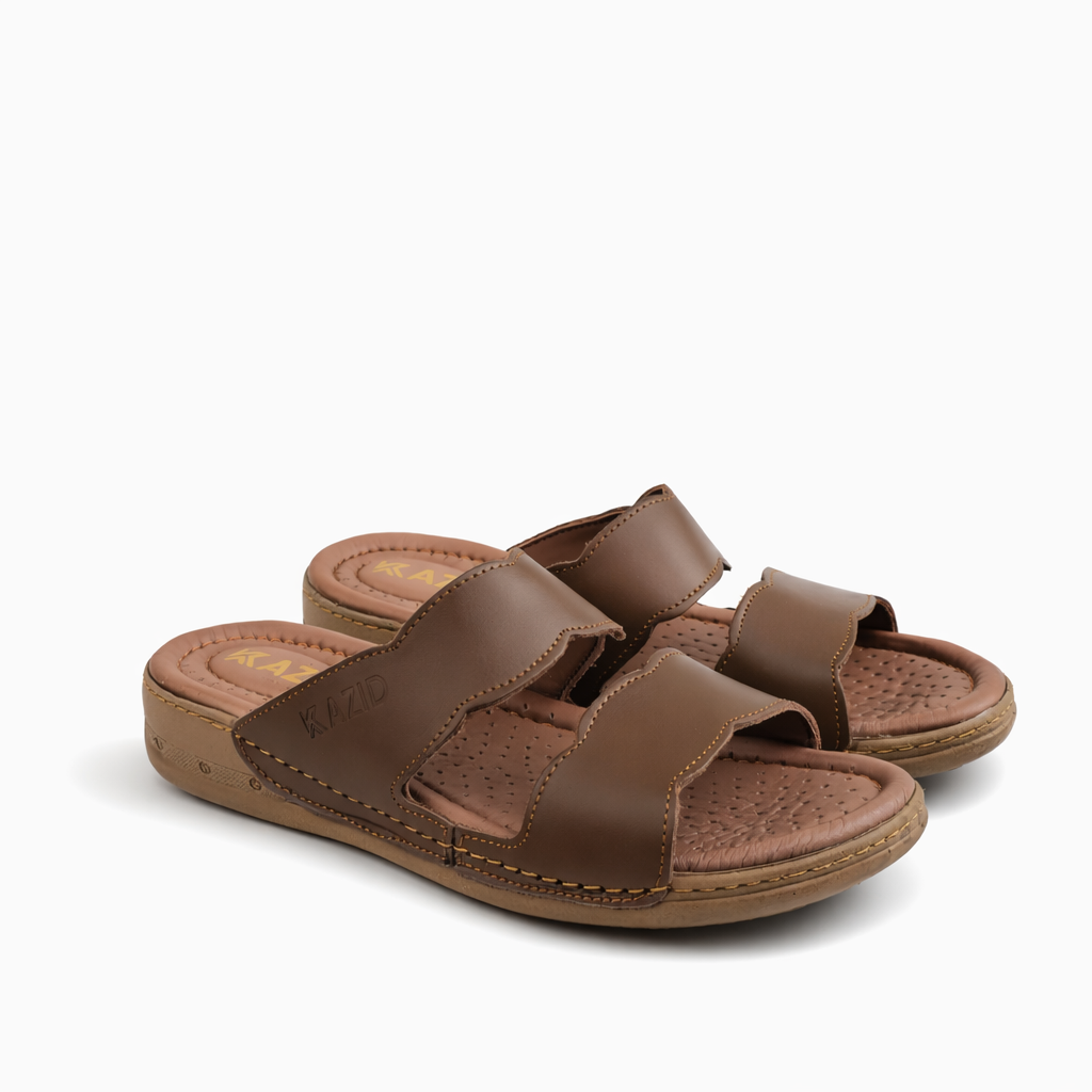 047 sandale médical en cuir femme marron tabac