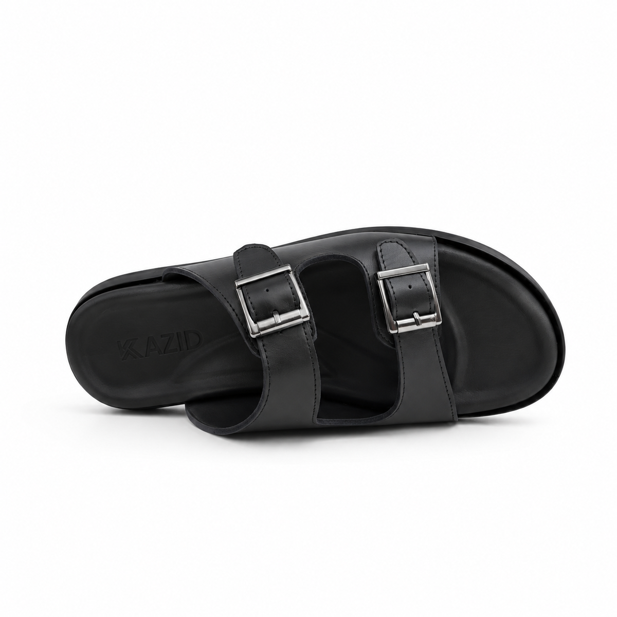 028 sandale confort en cuir homme noir