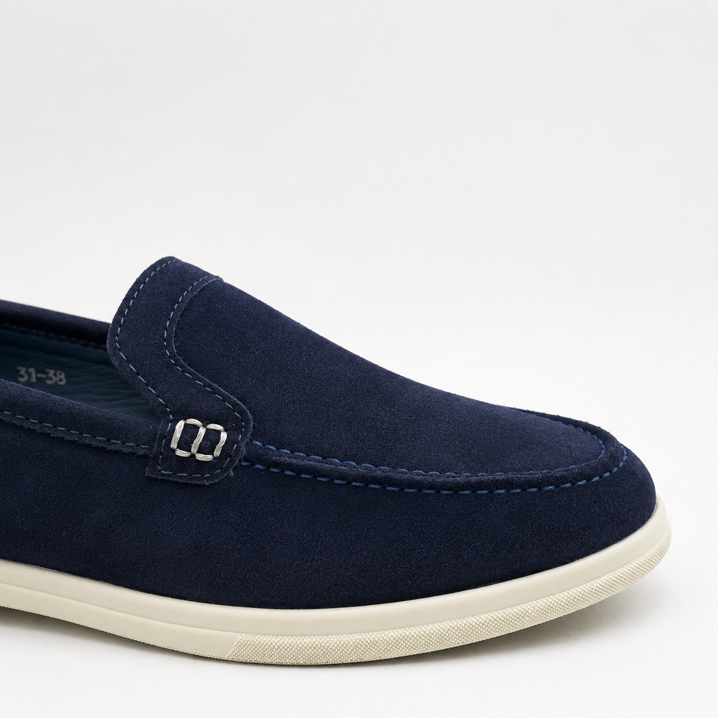0115 chaussure Femme en cuir daim bleumarin
