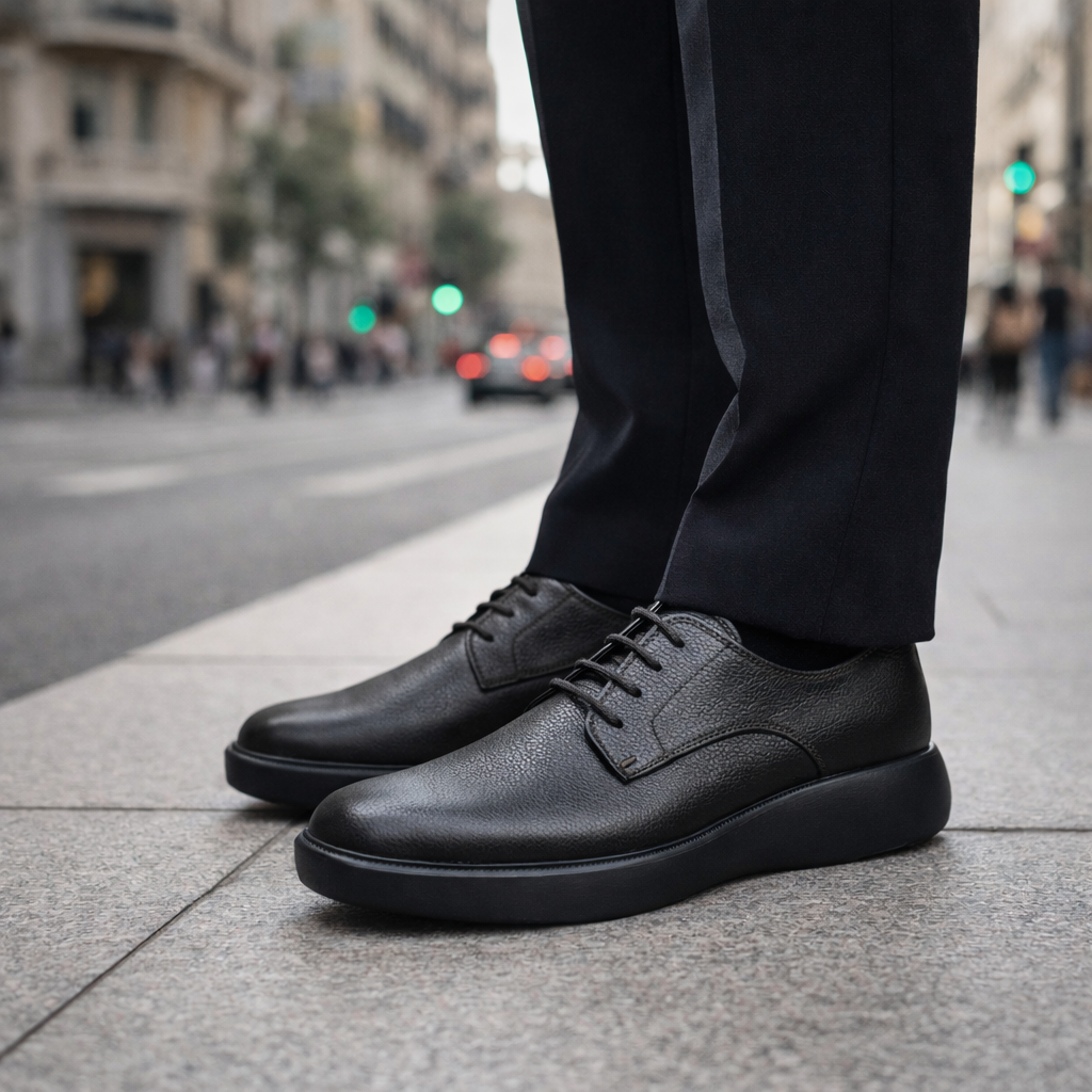 0316 chaussure confort cuir  noir