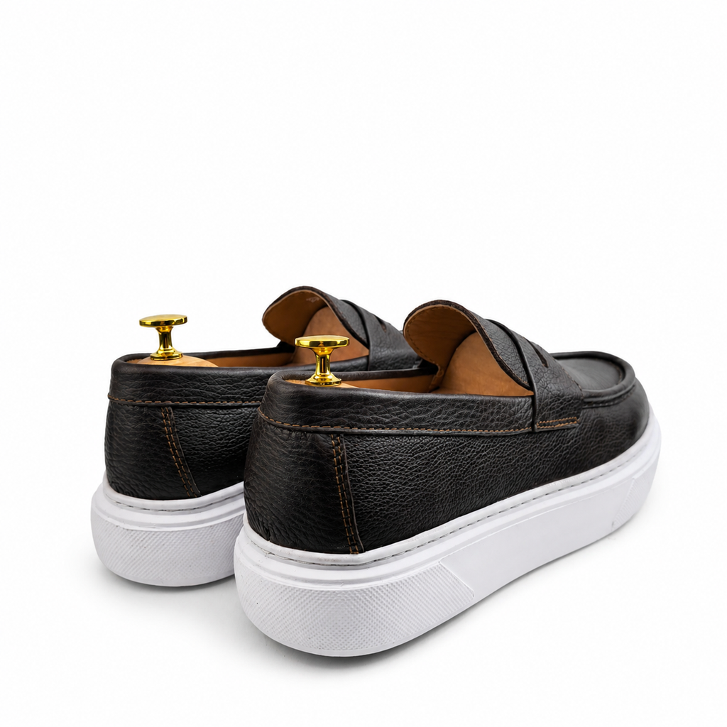054 Chaussures Homme Mocassins sports en cuir  marron