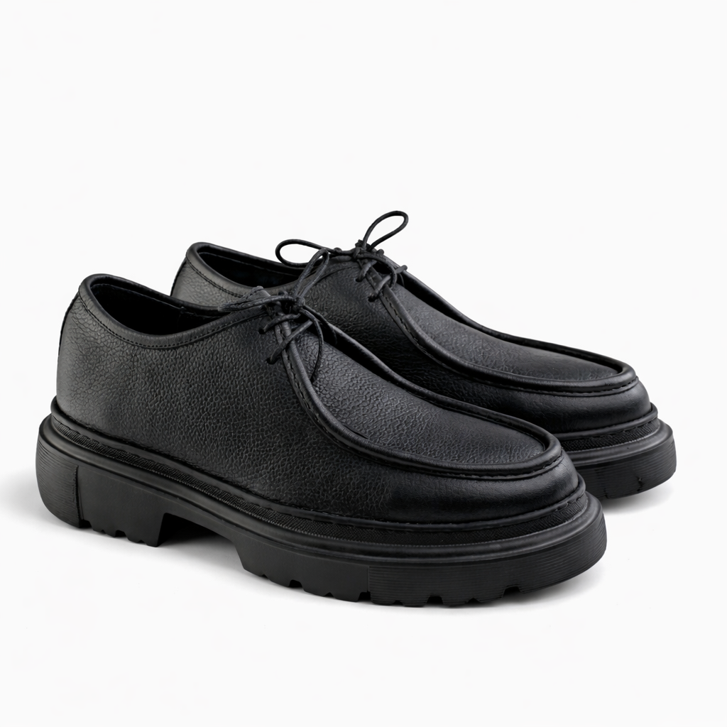 087 Chaussures Homme Mocassins sports en cuir  noir
