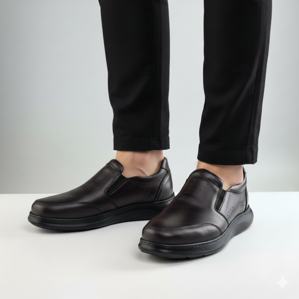 Chaussure Confort Homme en Cuir Noir et Marron 014 | Lemusc.ma