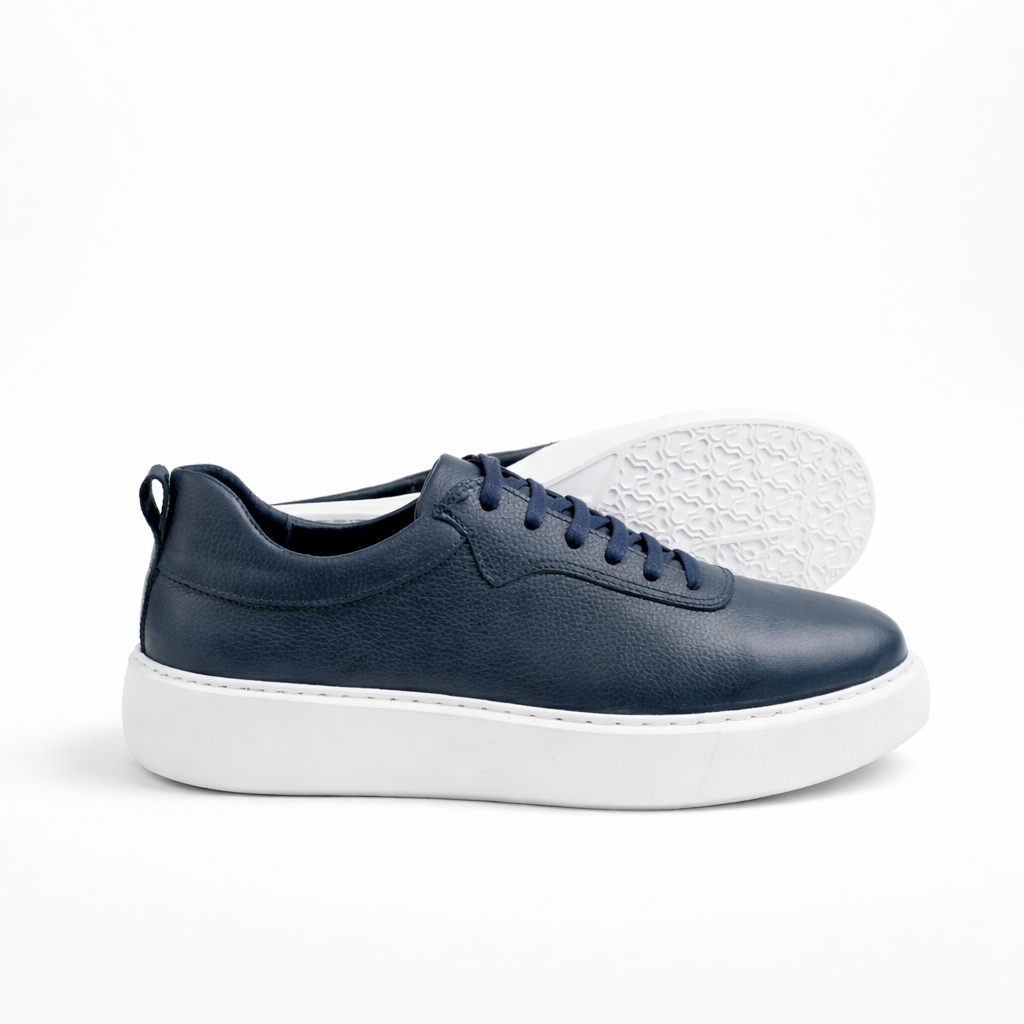 0902 Chaussure Sneaker Homme en cuir bleumarin