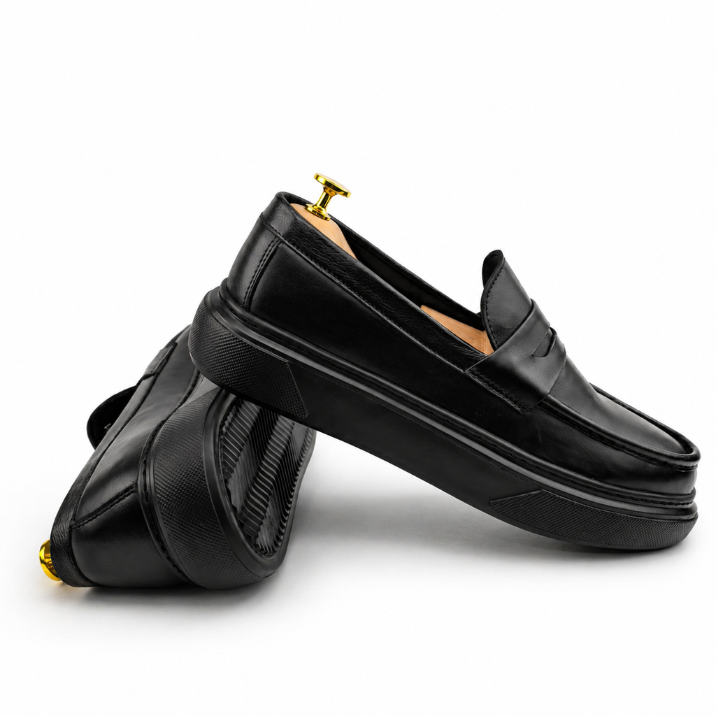 054 Chaussures Homme Mocassins sports en cuir noir