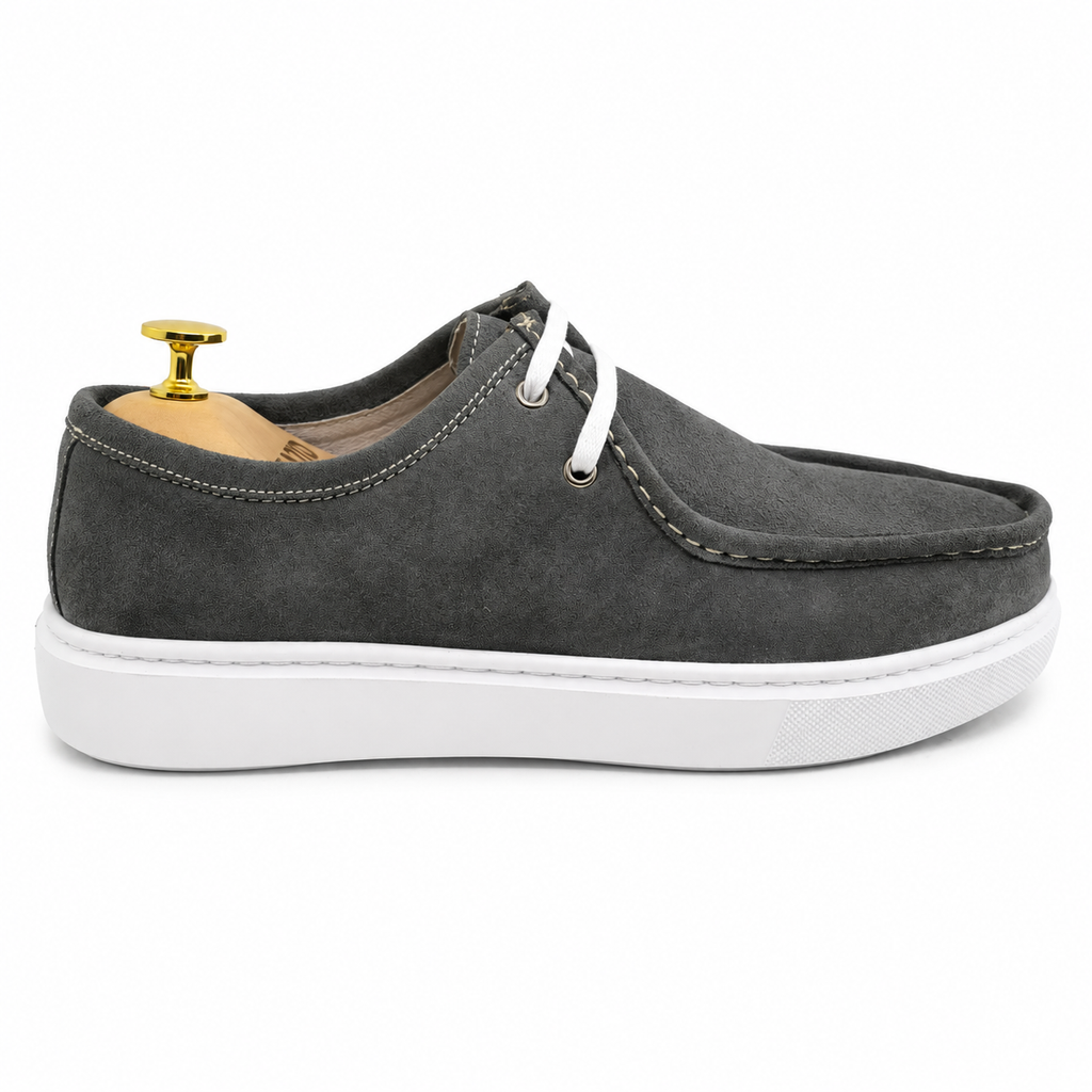 071 Chaussures Homme  en cuir daim gris