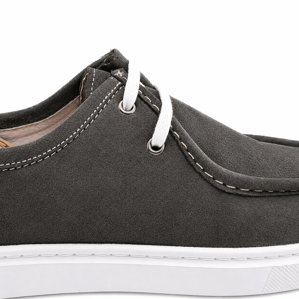 071 Chaussures Homme  en cuir daim gris