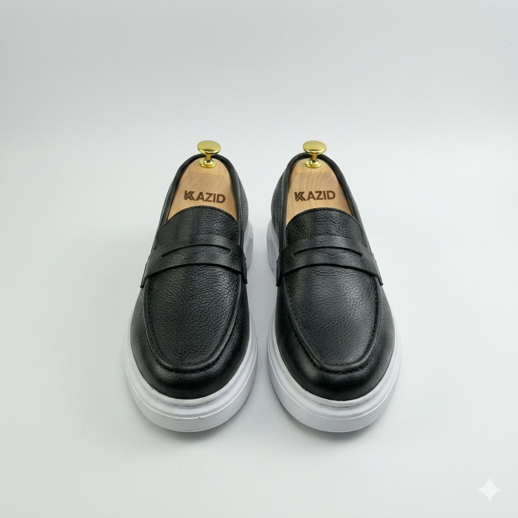 054 chaussure homme confort en cuir noir/bc