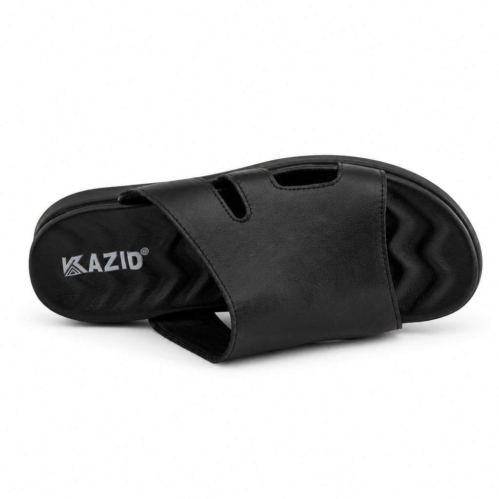 061 sandale confort en cuir homme noir
