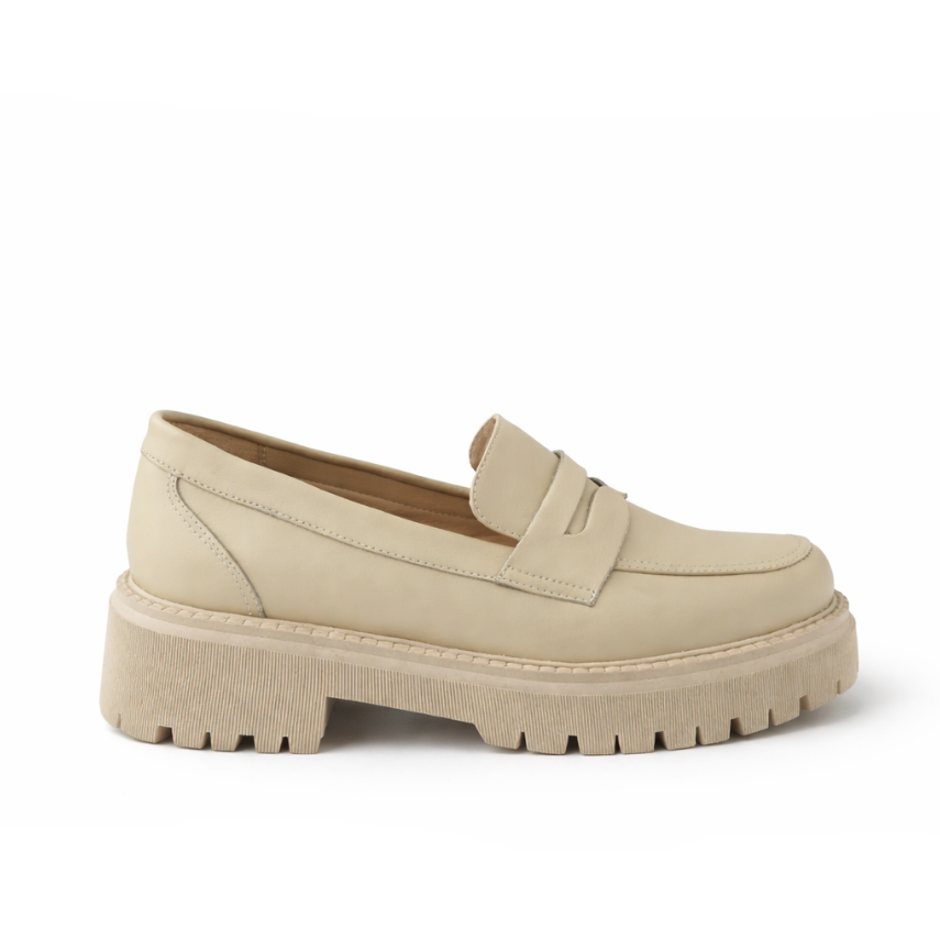 Chaussure Femme en Cuir Beige et Noir 0817 | Lemusc.ma