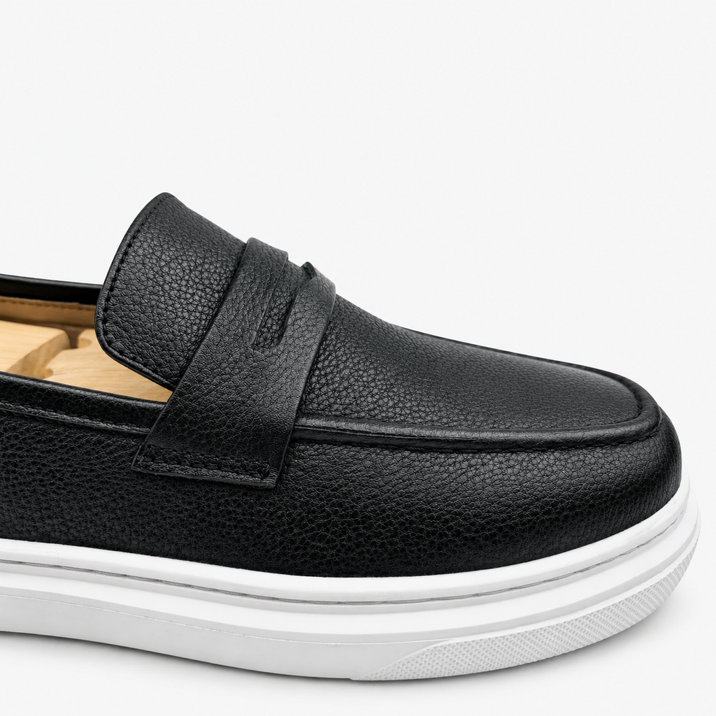 054 chaussure homme confort en cuir noir/bc