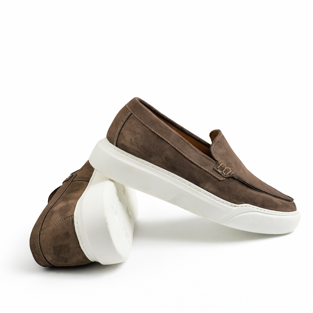 0147 chaussure mocassin  homme en cuir gris