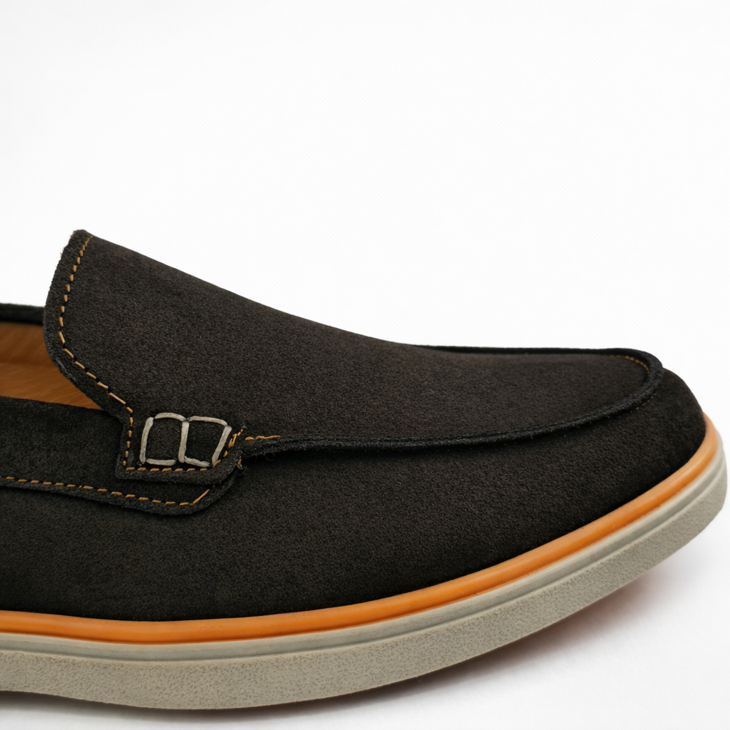 0112 Mocassins Homme en cuir daim marron
