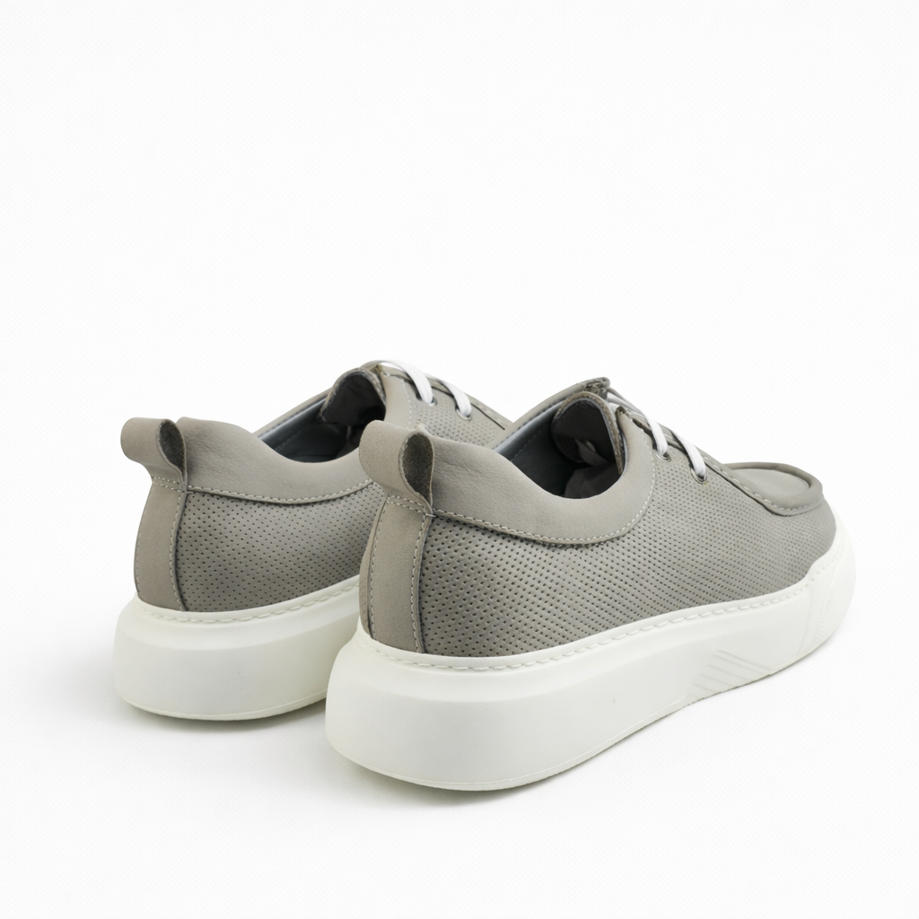 08 Mocassin Richelieu homme en cuir gris