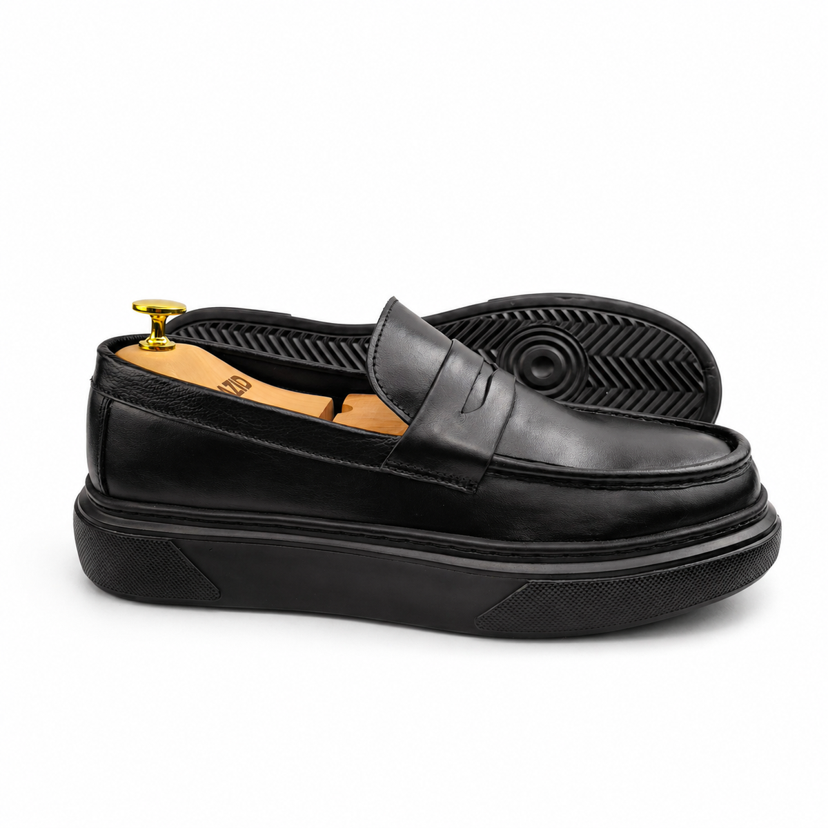 054 Chaussures Homme Mocassins sports en cuir noir