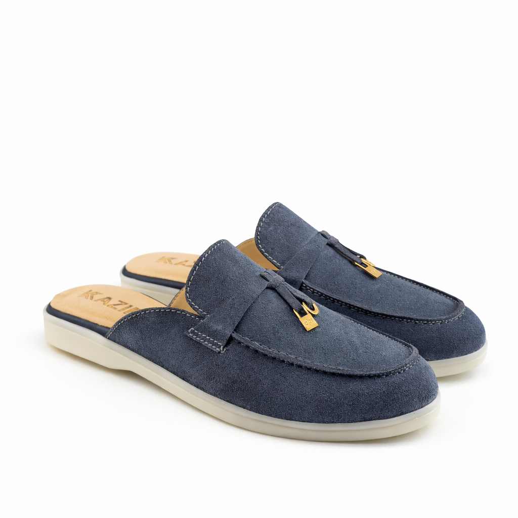 Mule Femme en Cuir Daim Gris 0119 | Lemusc.ma