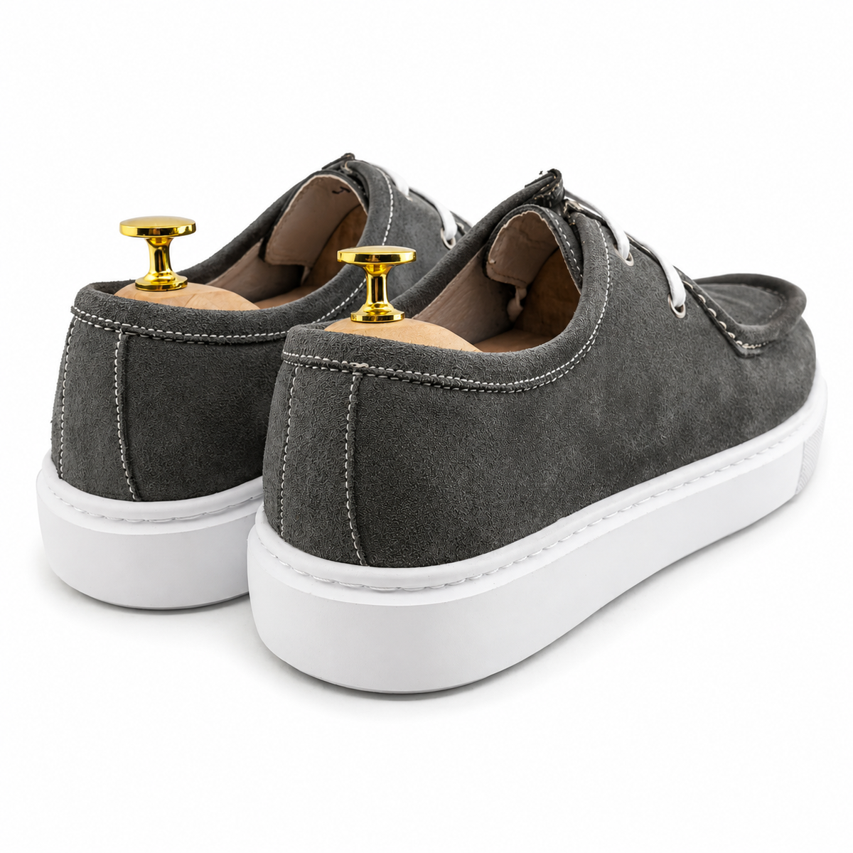 071 Chaussures Homme  en cuir daim gris